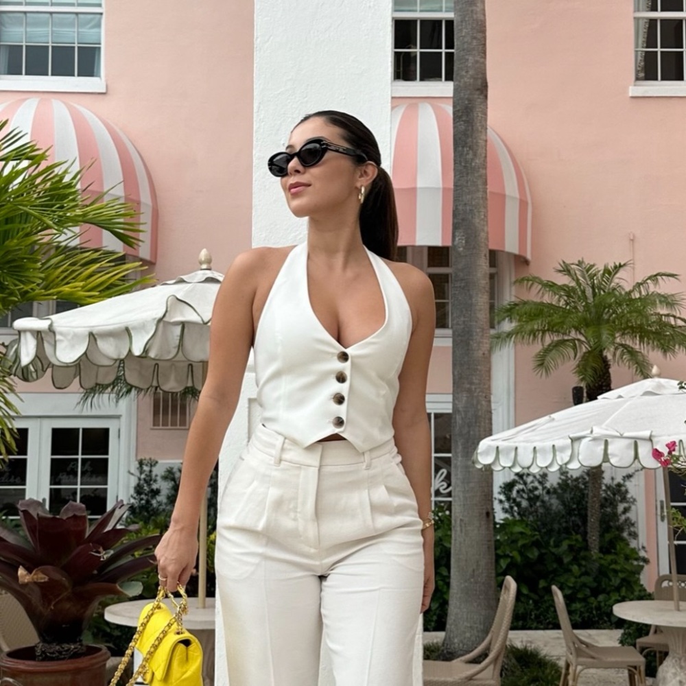 white halter top vest xs